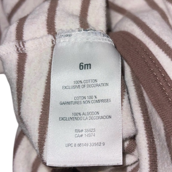 Carter’s Baby 6M Cotton Brown White Stripe Onesie Monkey Footsie - Picture 8 of 10